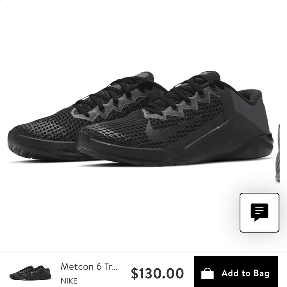 Mens Nike Metcon 6 Black- Size 10